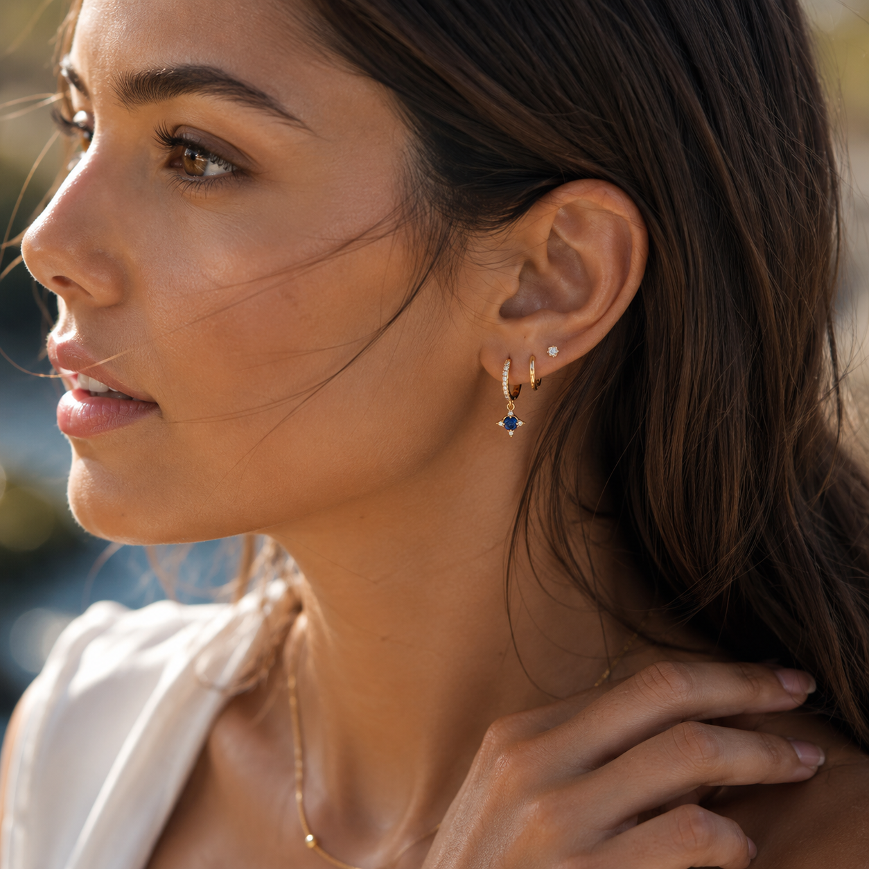 North Star Sapphire Mini Hoops
