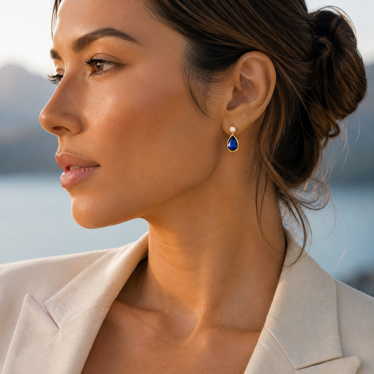Ocean Drop Sapphire Earrings
